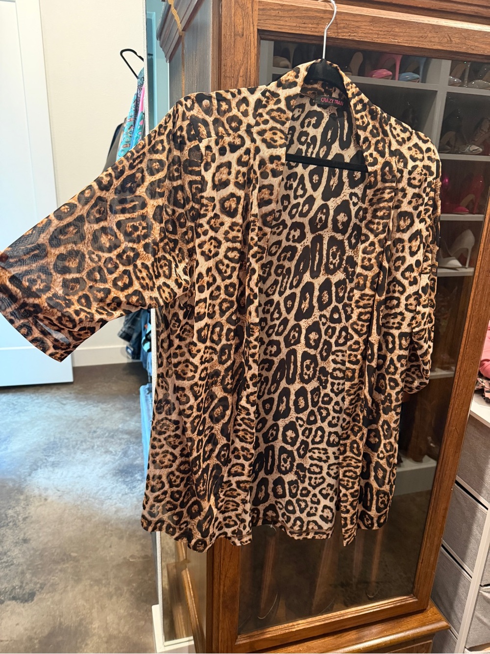 Leopard Print Open Front Kimono